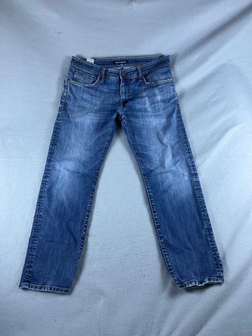 Mavi Jeans Mens 36x30 Blue Zach Straight Leg Medium Wash Denim Stretch Classic